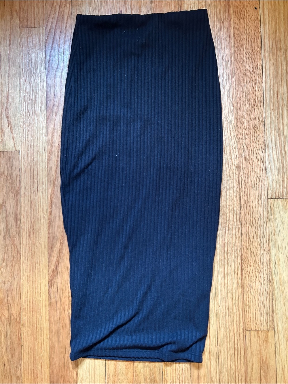 Black Ribbed Pencil Skirt